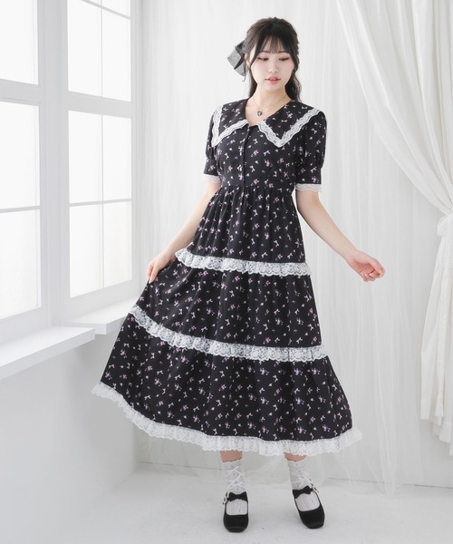 DearMyLoveRose(ディアマイラブローズ)の「選べる柄ティアードレースワンピース【大きいサイズ有り】(ワンピース・レディース・ベビーピンク/ブラック/チェック・3L/LL/LARGE/MEDIUM)」の14枚目の写真