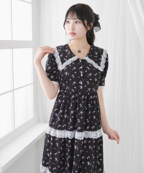 DearMyLoveRose(ディアマイラブローズ)の「選べる柄ティアードレースワンピース【大きいサイズ有り】(ワンピース・レディース・ベビーピンク/ブラック/チェック・3L/LL/LARGE/MEDIUM)」の15枚目の写真