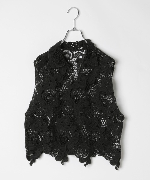BAYFLOW（ベイフロー）の「エンブロイダリーレースベスト（ベスト・レディース・アイボリー/ブラック/キャメル・FREE）」の5枚目の写真