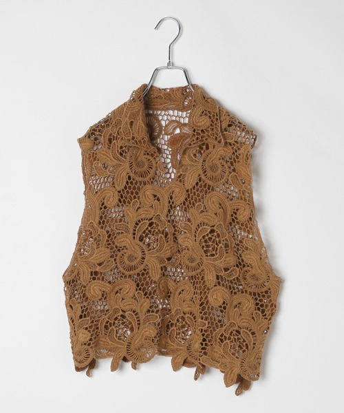 BAYFLOW（ベイフロー）の「エンブロイダリーレースベスト（ベスト・レディース・アイボリー/ブラック/キャメル・FREE）」の6枚目の写真