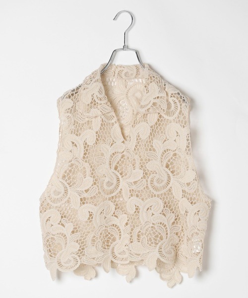 BAYFLOW（ベイフロー）の「エンブロイダリーレースベスト（ベスト・レディース・アイボリー/ブラック/キャメル・FREE）」の7枚目の写真