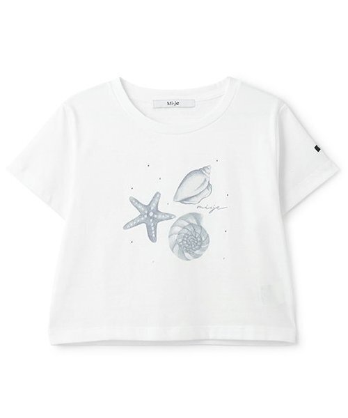 Mi-je（ミジェ）の「シェルイラスト半袖Tシャツ【韓国ファッション】（Tシャツ/カットソー・レディース・オフホワイト/ライトグリーン・F）」の5枚目の写真