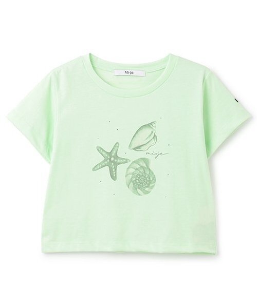 Mi-je（ミジェ）の「シェルイラスト半袖Tシャツ【韓国ファッション】（Tシャツ/カットソー・レディース・オフホワイト/ライトグリーン・F）」の6枚目の写真