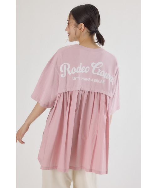 RODEO CROWNS WIDE BOWL(ロデオクラウンズワイドボウル)の「バックギャザードッキングTシャツ(Tシャツ/カットソー・レディース・ライトカーキ/ライトピンク/ブラック/オフホワイト・FREE)」の5枚目の写真