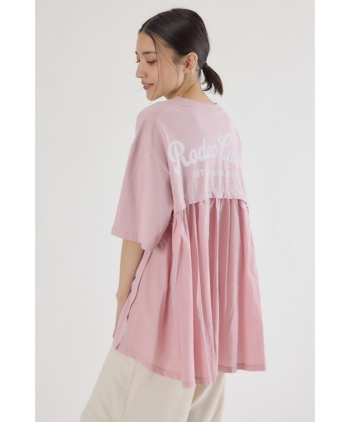 RODEO CROWNS WIDE BOWL(ロデオクラウンズワイドボウル)の「バックギャザードッキングTシャツ(Tシャツ/カットソー・レディース・ライトカーキ/ライトピンク/ブラック/オフホワイト・FREE)」の9枚目の写真