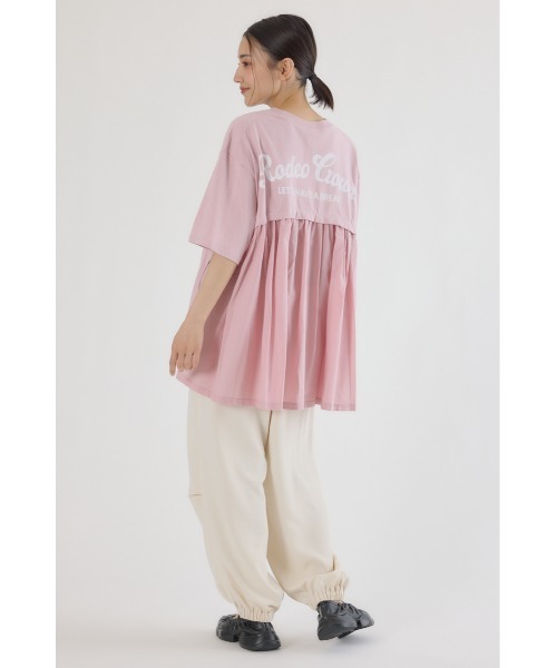RODEO CROWNS WIDE BOWL(ロデオクラウンズワイドボウル)の「バックギャザードッキングTシャツ(Tシャツ/カットソー・レディース・ライトカーキ/ライトピンク/ブラック/オフホワイト・FREE)」の11枚目の写真