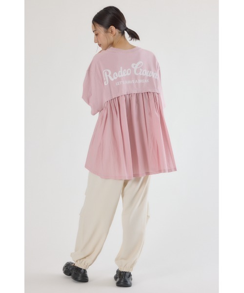 RODEO CROWNS WIDE BOWL(ロデオクラウンズワイドボウル)の「バックギャザードッキングTシャツ(Tシャツ/カットソー・レディース・ライトカーキ/ライトピンク/ブラック/オフホワイト・FREE)」の12枚目の写真