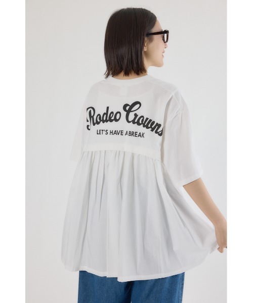 RODEO CROWNS WIDE BOWL(ロデオクラウンズワイドボウル)の「バックギャザードッキングTシャツ(Tシャツ/カットソー・レディース・ライトカーキ/ライトピンク/ブラック/オフホワイト・FREE)」の16枚目の写真