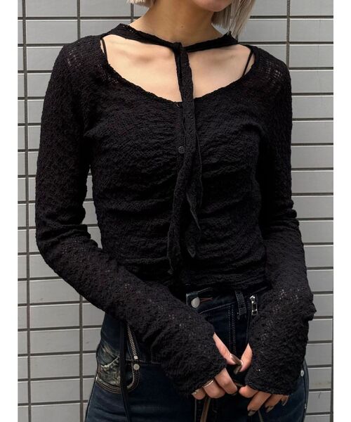 EMODA(エモダ)の「フロントボタンタイトップ(Tシャツ/カットソー・レディース・グレー/ブラック/ホワイト・FREE)」の20枚目の写真