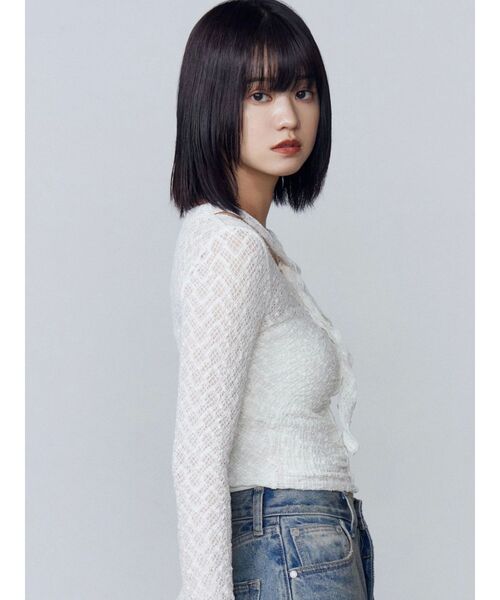 EMODA（エモダ）の「フロントボタンタイトップ（Tシャツ/カットソー・レディース・グレー/ブラック/ホワイト・FREE）」の8枚目の写真