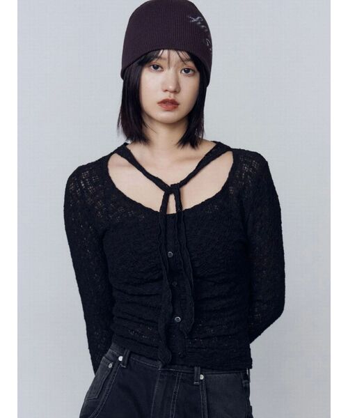 EMODA（エモダ）の「フロントボタンタイトップ（Tシャツ/カットソー・レディース・グレー/ブラック/ホワイト・FREE）」の20枚目の写真