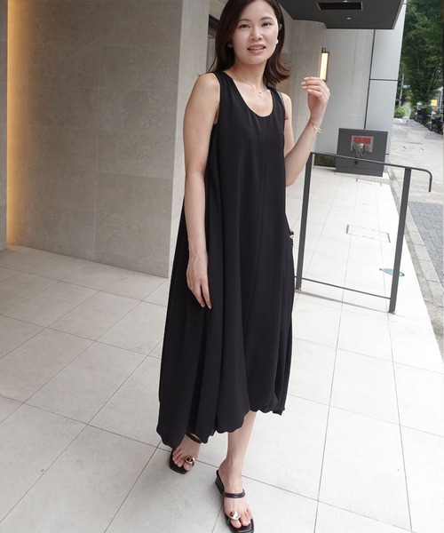 CORNERS（コーナーズ）の「ノースリーブバルーンワンピース（シャツワンピース・レディース・カーキ/ブラック/アイボリー・マルチサイズ）」の8枚目の写真