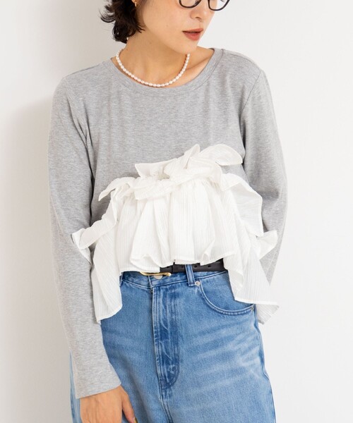 3WAYリブフリルロンT（Tシャツ/カットソー）｜Rie Miller
