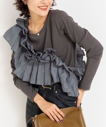 Rie Miller（リエミラー）の「3WAYリブフリルロンT（Tシャツ/カットソー）」