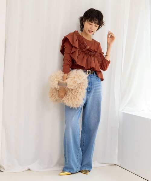 tシャツ 3WAYリブフリルロンT レディース 3WAYリブフリルロンT（Tシャツ/カットソー）｜Rie Miller