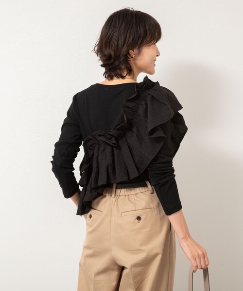 tシャツ 3WAYリブフリルロンT レディース 3WAYリブフリルロンT（Tシャツ/カットソー）｜Rie Miller