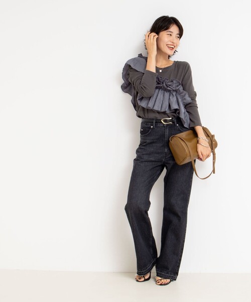 tシャツ 3WAYリブフリルロンT レディース 3WAYリブフリルロンT（Tシャツ/カットソー）｜Rie Miller