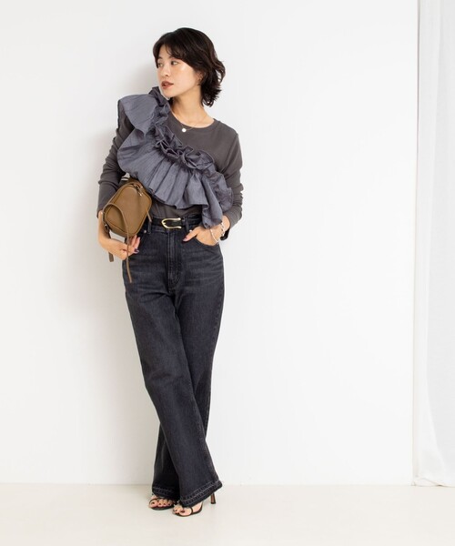 tシャツ 3WAYリブフリルロンT レディース 3WAYリブフリルロンT（Tシャツ/カットソー）｜Rie Miller