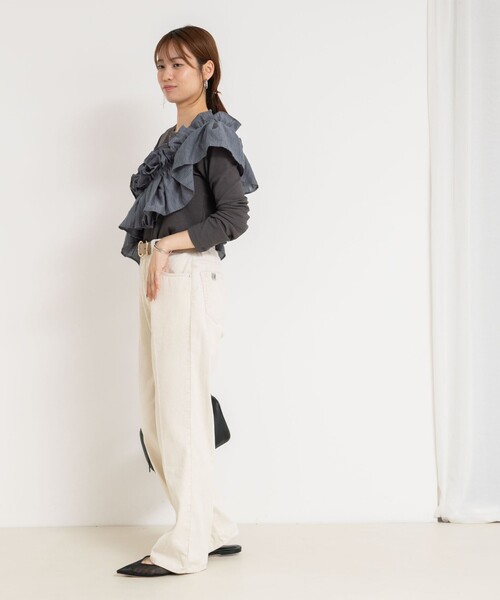 Rie Miller（リエミラー）の「3WAYリブフリルロンT（Tシャツ/カットソー・レディース・グレー系その他/ブラック/グレー/レンガ・38）」の21枚目の写真