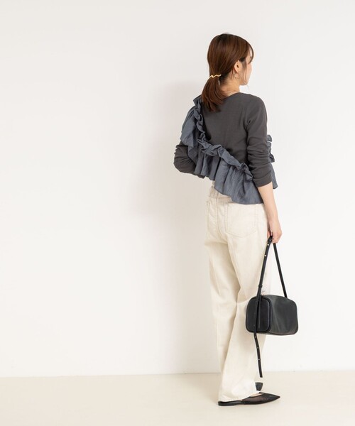 Rie Miller（リエミラー）の「3WAYリブフリルロンT（Tシャツ/カットソー・レディース・グレー系その他/ブラック/グレー/レンガ・38）」の22枚目の写真