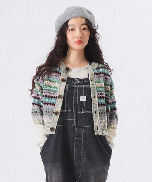 BEAMS BOY（ビームスボーイ）の「フェアアイル 5分袖 カーディガン（カーディガン/ボレロ・レディース・グレー/ブラック・ONE SIZE）」の7枚目の写真