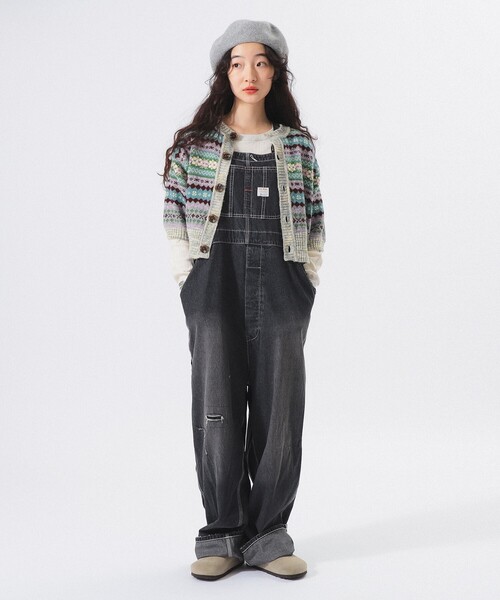 BEAMS BOY（ビームスボーイ）の「フェアアイル 5分袖 カーディガン（カーディガン/ボレロ・レディース・グレー/ブラック・ONE SIZE）」の1枚目の写真