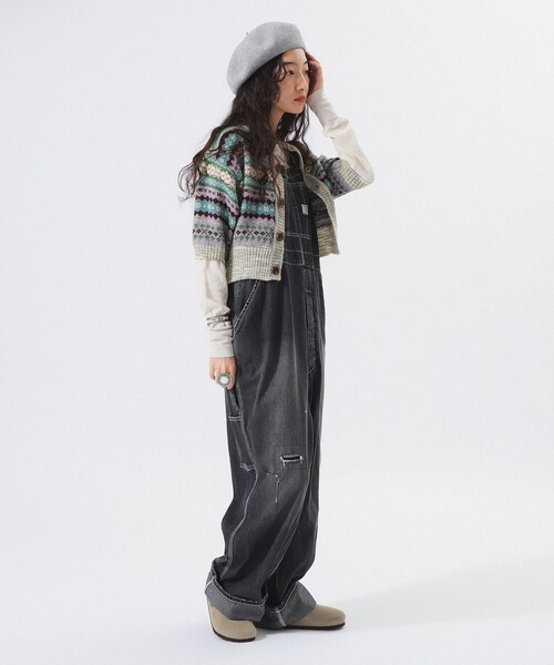 BEAMS BOY（ビームスボーイ）の「フェアアイル 5分袖 カーディガン（カーディガン/ボレロ・レディース・グレー/ブラック・ONE SIZE）」の3枚目の写真