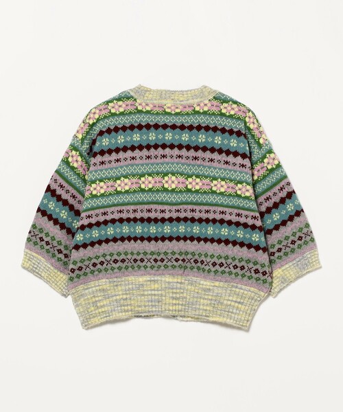 BEAMS BOY（ビームスボーイ）の「【2/5再値下げ】フェアアイル 5分袖 カーディガン（カーディガン/ボレロ・レディース・グレー/ブラック・ONE SIZE）」の5枚目の写真