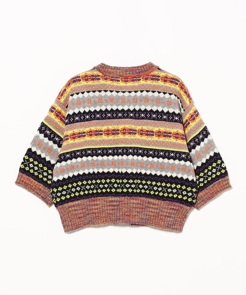 BEAMS BOY（ビームスボーイ）の「【2/5再値下げ】フェアアイル 5分袖 カーディガン（カーディガン/ボレロ・レディース・グレー/ブラック・ONE SIZE）」の8枚目の写真