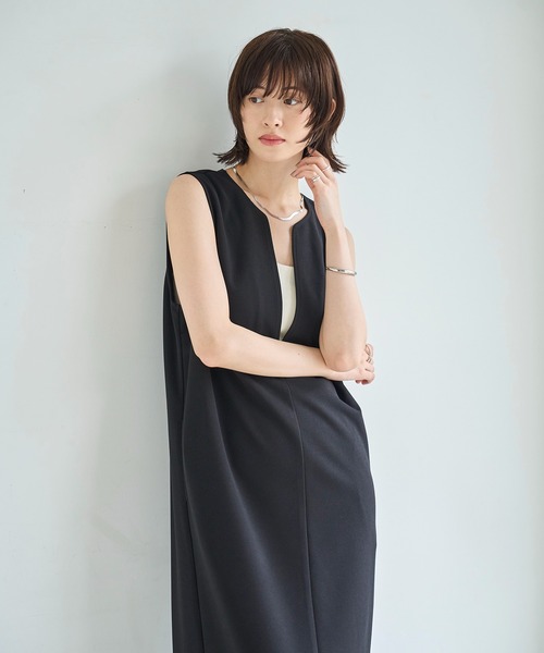 meilmada（メイルマダ）の「キーネックロングワンピース（ワンピース・レディース・ベージュ/ブラック・FREE）」の5枚目の写真