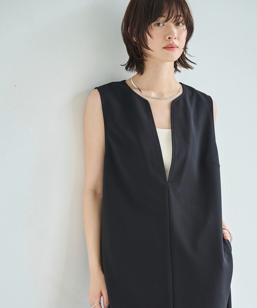 meilmada（メイルマダ）の「キーネックロングワンピース（ワンピース・レディース・ベージュ/ブラック・FREE）」の6枚目の写真