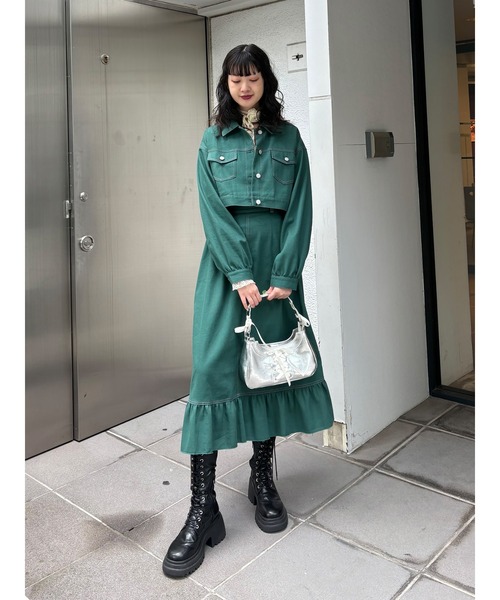 jouetie(ジュエティ)の「マルチWAYセットアップ デニムジャケット Aラインスカート(ワンピース・レディース・ピンク/グリーン/ブラック・MEDIUM)」の12枚目の写真