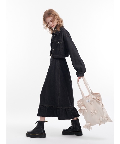 jouetie(ジュエティ)の「マルチWAYセットアップ デニムジャケット Aラインスカート(ワンピース・レディース・ピンク/グリーン/ブラック・MEDIUM)」の21枚目の写真