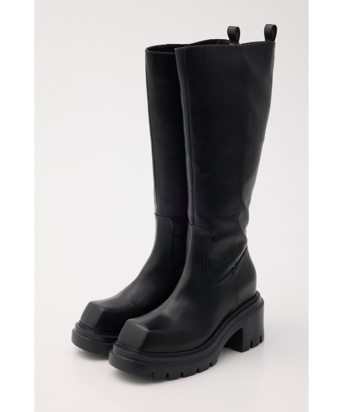 SLY（スライ）の「【美脚チートブーツ】SQUARE TOE KNEE BOOTS スクエア トゥニー ブーツ ロングブーツ（ブーツ・レディース・ブラック・SMALL/MEDIUM/LARGE）」の11枚目の写真