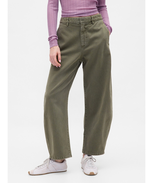 GAP ミッドライズツイルバレルパンツ ダークオリーブ S 中古 Gap公式オンラインストア | ミッドライズ ツイル バレルパンツ