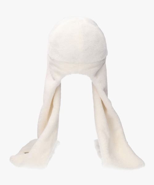 OVERRIDE（オーバーライド）の「OVERRIDE  MINIFUR WINTER SCARFCAP SGP / オーバーライド（キャップ・レディース・ダークグレー/ホワイト/レオパード・58cm）」の7枚目の写真