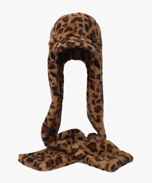 OVERRIDE（オーバーライド）の「OVERRIDE  MINIFUR WINTER SCARFCAP SGP / オーバーライド（キャップ・レディース・ダークグレー/ホワイト/レオパード・58cm）」の17枚目の写真