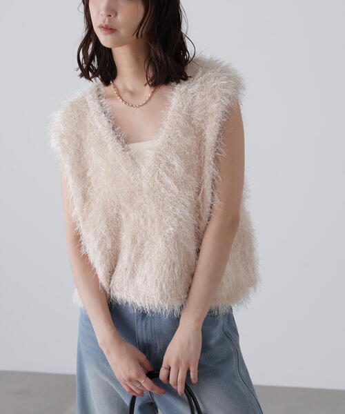 FREE'S MART（フリーズマート）の「◆〈ＭＦＭ〉ふわふわノースリニット（ニット/セーター・レディース・ベージュ/ホワイト・FREE）」の5枚目の写真