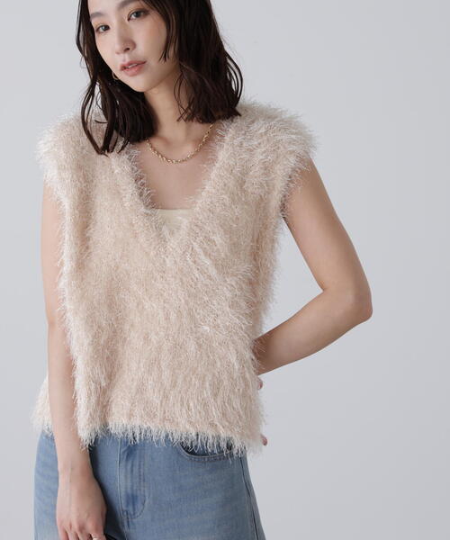 FREE'S MART（フリーズマート）の「◆〈ＭＦＭ〉ふわふわノースリニット（ニット/セーター・レディース・ベージュ/ホワイト・FREE）」の7枚目の写真