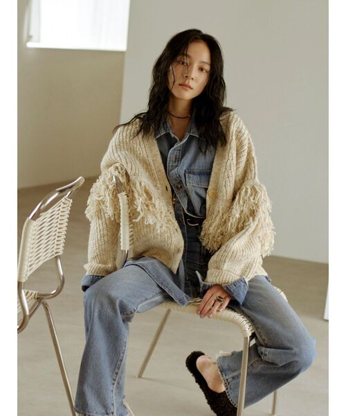 Ungrid（アングリッド）の「フリンジデザインニットカーディガン（カーディガン/ボレロ・レディース・チャコールグレー/アイボリー/ブラウン・FREE）」の10枚目の写真