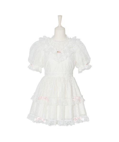 Fiorforte(フィオルフォルテ)の「Rosy doll lace onepiece(ワンピース・レディース・ホワイト/ピンク・FREE)」の1枚目の写真