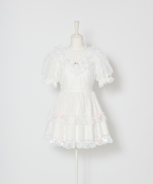 Fiorforte(フィオルフォルテ)の「Rosy doll lace onepiece(ワンピース・レディース・ホワイト/ピンク・FREE)」の5枚目の写真