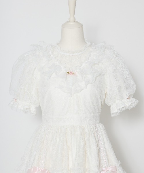 Fiorforte(フィオルフォルテ)の「Rosy doll lace onepiece(ワンピース・レディース・ホワイト/ピンク・FREE)」の8枚目の写真