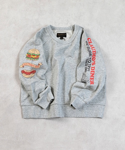MARKEY'S（マーキーズ）の「スリーブプリントスウェット（スウェット・キッズ・ネイビー/ピンク/ブラック/カーキ/オフホワイト/杢グレー・80/90/95/100/110/120/130/140/150）」の4枚目の写真