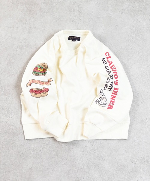 MARKEY'S（マーキーズ）の「スリーブプリントスウェット（スウェット・キッズ・ネイビー/ピンク/ブラック/カーキ/オフホワイト/杢グレー・80/90/95/100/110/120/130/140/150）」の2枚目の写真