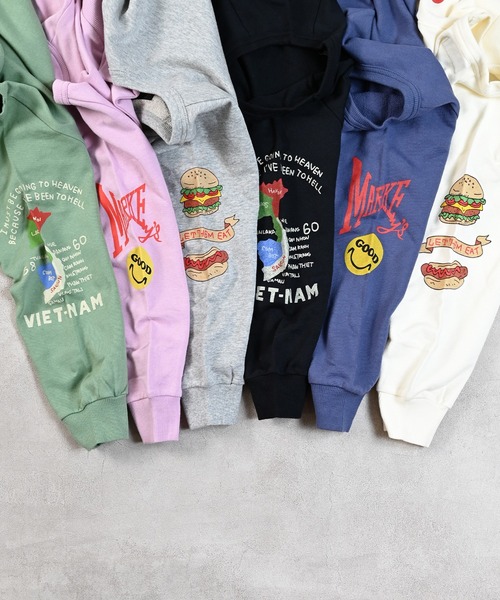 MARKEY'S（マーキーズ）の「スリーブプリントスウェット（スウェット・キッズ・ネイビー/ピンク/ブラック/カーキ/オフホワイト/杢グレー・80/90/95/100/110/120/130/140/150）」の9枚目の写真