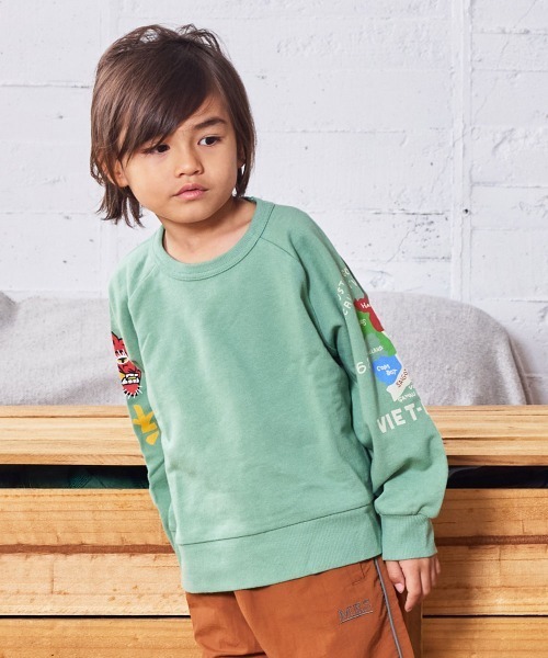 MARKEY'S（マーキーズ）の「スリーブプリントスウェット（スウェット・キッズ・ネイビー/ピンク/ブラック/カーキ/オフホワイト/杢グレー・80/90/95/100/110/120/130/140/150）」の21枚目の写真