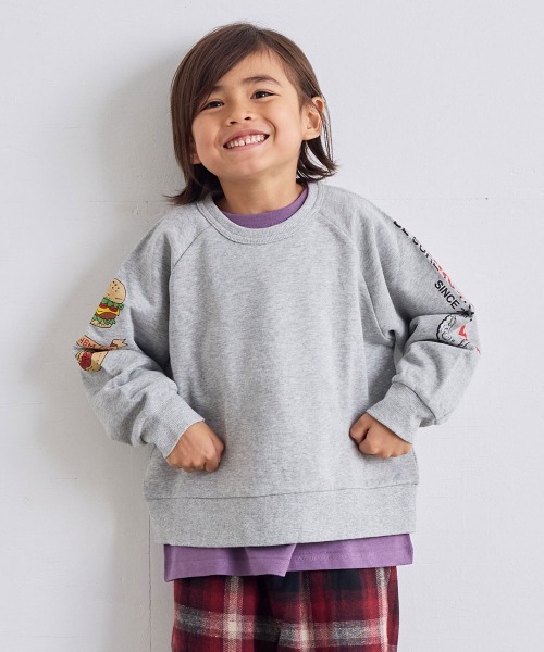 MARKEY'S（マーキーズ）の「スリーブプリントスウェット（スウェット・キッズ・ネイビー/ピンク/ブラック/カーキ/オフホワイト/杢グレー・80/90/95/100/110/120/130/140/150）」の10枚目の写真