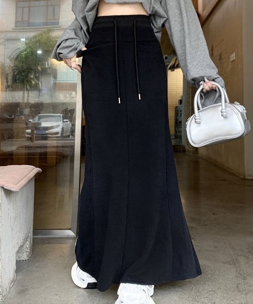 cammie(キャミー)の「フロント2ポケットスエットロングスカート(スカート・レディース・ダークグレー/ブラック・MEDIUM/LARGE)」の8枚目の写真