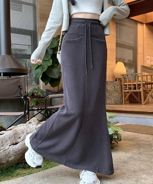 cammie(キャミー)の「フロント2ポケットスエットロングスカート(スカート・レディース・ダークグレー/ブラック・MEDIUM/LARGE)」の15枚目の写真
